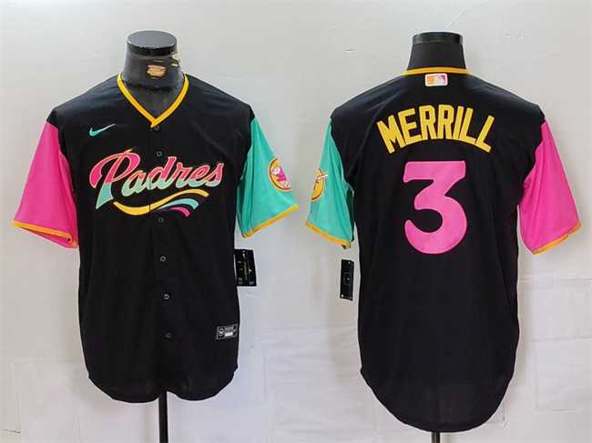 Men%27s San Diego Padres #3 Jackson Merrill Black City Connect Cool Base Stitched Baseball Jersey->philadelphia phillies->MLB Jersey